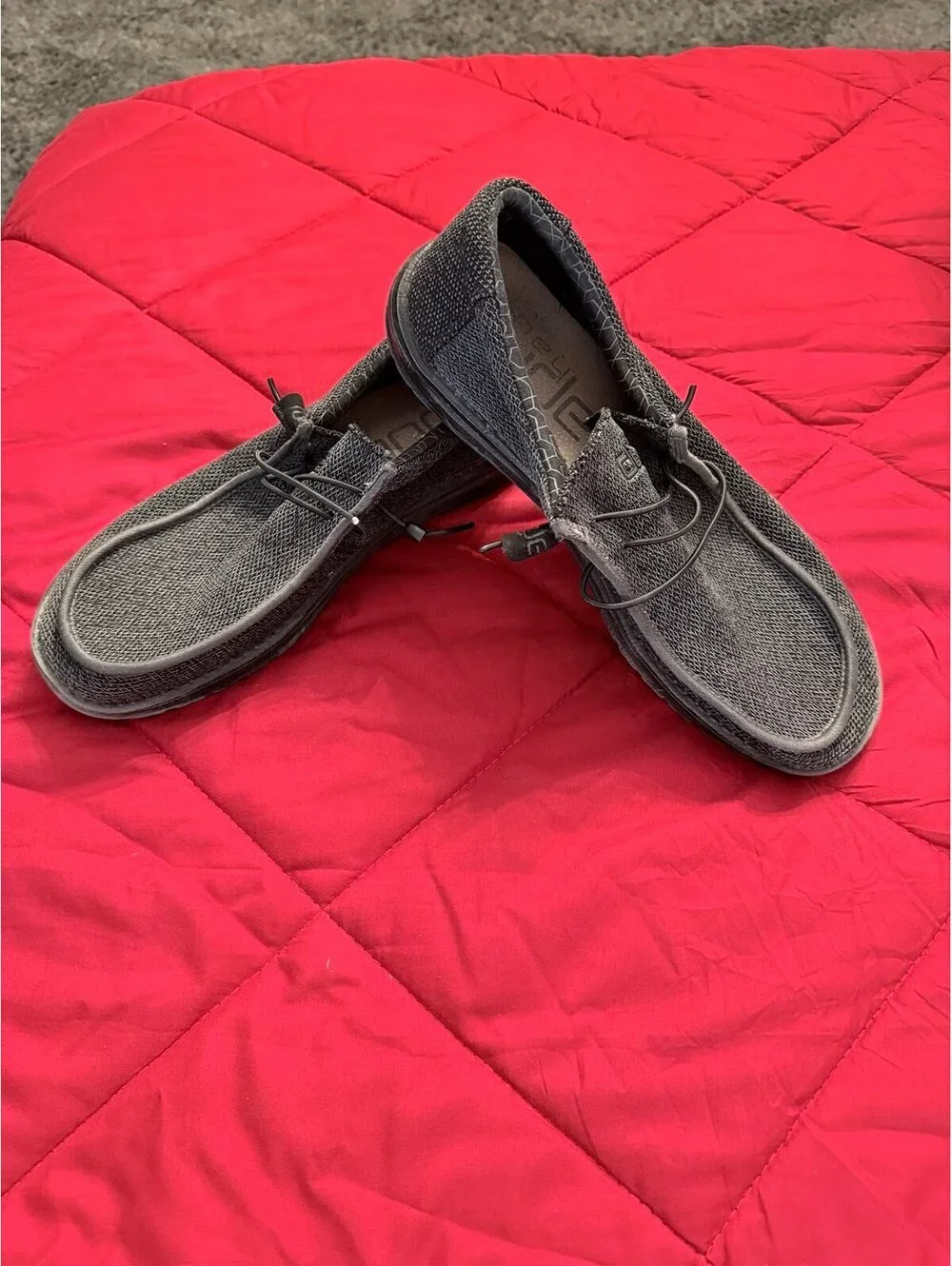 HEYDUDE Wally Charcoal Black Slip-On Casual Shoes Flex & Fold